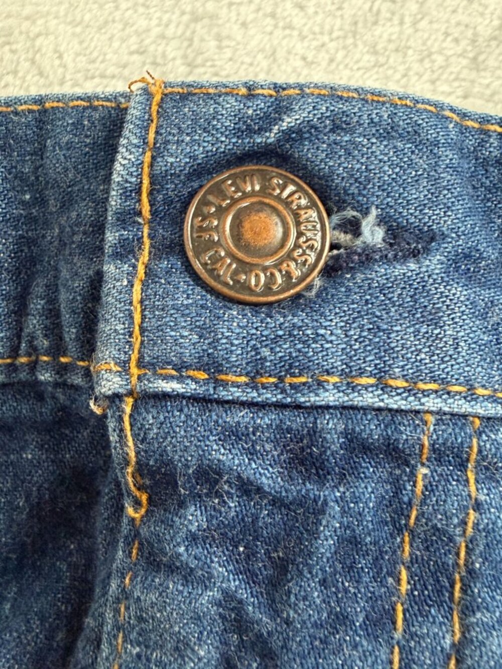 RARE Vintage Levis Denim Midi Skirt Farmers & Mechanics Patch Blue High-Waist 9 - Picture 4 of 10